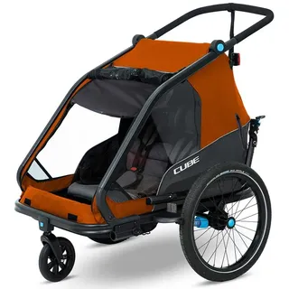 Cube Kinderanhänger Double grau/orange 2024