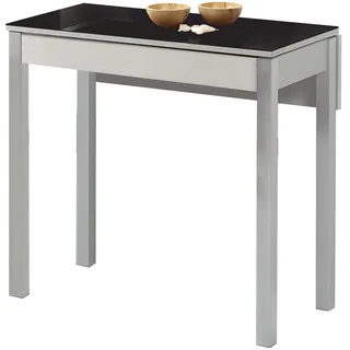 ASTIMESA Küchentisch mit Flügel, aus schwarzem Glas, 50 x 90 cm