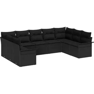 vidaXL Gartensofa-set mit Speicher 9 pcs Schwarz Poly-Rattan - Schwarz
