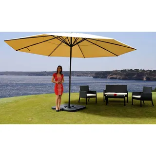 Sonnenschirm Meran Pro, Gastronomie Marktschirm ohne Volant Ø 5m Polyester/Alu 28kg creme mit Ständer - Beige