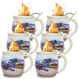 Feuerzangentasse 6er im Karton, Weiß/Weihnachten - für Feuerzangenbowle