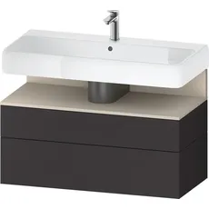 Duravit Qatego Waschtischunterbau, 1 Auszug und 1 Schublade, 990x470x590mm, Nische Taupe Supermatt, QA4395083, Farbe: Graphit Supermatt/mit Nischenbeleuchtung