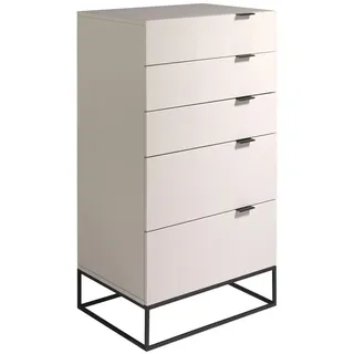 Angel Cerda Chiffonier graues Holz und schwarzer Stahl 60/45/111 cm , Grau , Metall , Nachbildung , Rechteckig,Rechteckig , 60x111x45 cm , Kleinmöbel, Kommoden, Kommoden