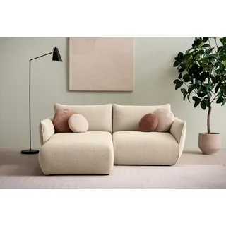 DOMO. collection Ecksofa Minas, kleines Modulsofa in L-Form mit Taschenfederkern und attraktiver Biese-Naht, Sofa, Polsterecke, Eckcouch 194 x 168 x 79 cm (BxTxH), beige