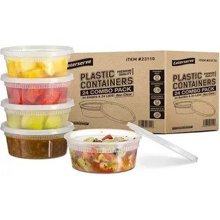 24 kleine Plastik-Backofenbehälter mit Deckeln – Set für Lebensmittelbehälter – Langlebige Kochgefäße – Wiederverwendbar und Geschirrspülerfest – Mikrowellen- und Gefrierschrankfest