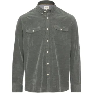 camel active Herren Langarm Hemd in Regular Fit aus Cord Grün, Menswear-XXL