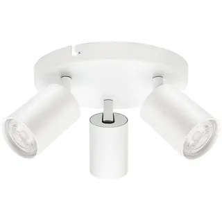 KYOTECH Weiss 3-flammige Spotlampe LED Deckenleuchte Weiß matt Spot drehbar und schwenkbar Spotleuchte Deckenstrahler für 3x GU10 Leuchtmittel Deckenlampe ohne Leuchtmittel