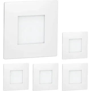 ledscom.de 5 Stück LED Treppenlicht/Wandeinbauleuchte FEX für innen und außen, eckig, 85 x 85mm, warmweiß