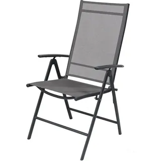 2 Stück Garten Klappstuhl Hochlehner Metall - Textilen Anthrazit 7 Pos - Grau