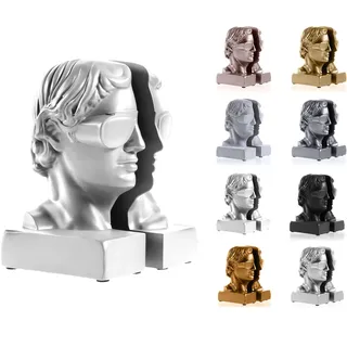 concrette Buchstütze Ha Ha Hermes 2er Set aus architektonischem Beton - Stütze für Bücherregal Buchhalter Buchständer - Dekorative Buchstützen für Regale - 1 Paar