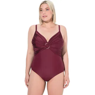 Ulla Popken Damen große Größen Übergrößen Plus Size Badeanzug, ohne Softcups, Träger verstellbar, recycelt Beere 58 836479348-58