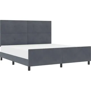 vidaXL Boxspringbett mit Kopfteil Dunkelgrau 180 x 200 cm Samt - Grau