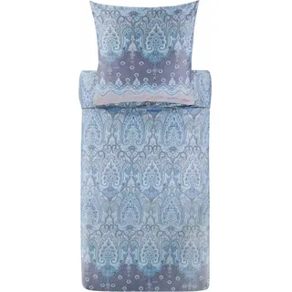 BASSETTI ISOLABELLA Bettwäsche + 1 Kissenhülle aus 100% Baumwollsatin in der Farbe Azzurro C1, Maße: 155x220 + 1 K 80x80 cm - 9329920, Azurblau