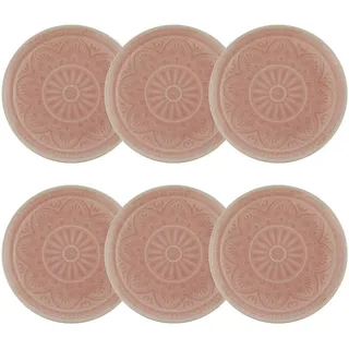 Butlers Teller 6er-Set Sumatra 21 cm , Pink , Keramik , 21x2x21 cm , Geschirr, Teller