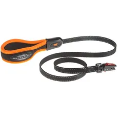 Ferplast Hundeleine ERGOFLUO Matic, Hundeleine für Kleine Hunde, Innovativer Karabiner mit Magnetmechanism, Ergonomisch Gepolsterter Griff, aus Nylon, 120 cm, Orange