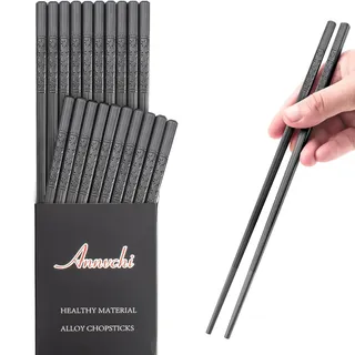 Annvchi EssStäbchen 10 Paar - Japanische Chopsticks Schwarz Stäbchen für Asiatisches Geschirr Stäbchen Spülmaschinenfest, Wiederverwendbar...