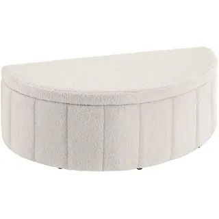 tectake Polsterbank Moon mit großem Stauraum, Belastbarkeit 150 kg, 108 x 48 x 38,5 cm, Bouclé creme , Creme , Holz , Recyclingholz , Rauten , Freiform , 108x40x48 cm , Esszimmer, Bänke, Sitzbänke