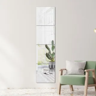 yuzeyurun Spiegelfliesen Selbstklebend 4er Set (20x20 cm) – HD Echtglas Wandspiegel (Verzerrungsfrei) – Rahmenlose Spiegelkacheln für Schrank, Tür, Bad & Deko