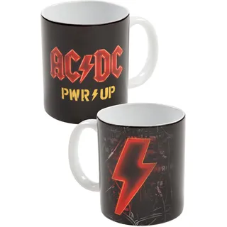 AC/DC Tasse - PWR/UP AC DC Kaffeetasse Becher Kaffeebecher aus Keramik Schwarz 320 ml