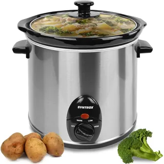 Syntrox Germany 3,0 Liter Edelstahl Slow Cooker - Silber