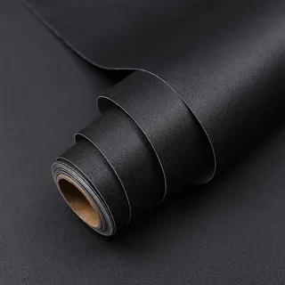 Hode Klebefolie Selbstklebende Möbelfolie Modern Folie zum Bekleben für Wände Tür Schränke Schreibtisch Wasserdicht Schwarz 40x600cm Tapeten