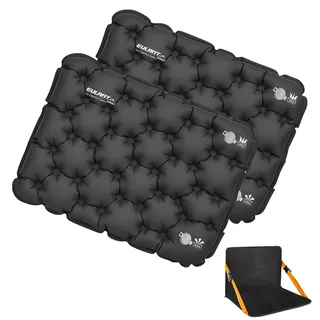 EULANT Bodenstuhl mit Ruckenlehn + 2 Stück Aufblasbares Sitzkissen,3in1 Stadion Sitzkissen mit Lehne für Camping Strand Kajak Wandern Stadion Sportveranstaltungen und Konzerte