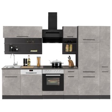 Bild MÖBEL Küchenzeile »Tulsa«, mit E-Geräten, Breite 300 cm, schwarze Metallgriffe, MDF Fronten, grau