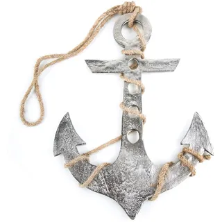 Deko-Anker zum Aufhängen: Maritime Deko aus Metall, Wanddeko Maritim, Meeres-Dekoration Badezimmer & Wohnzimmer, Meer, Strand, Sommer, Wandbild Bad, Maritimdeko Innen, Schiffsanker, 29 x 22 x 1 cm