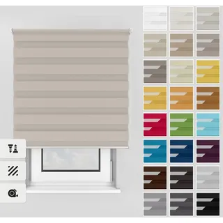 Estika Doppelrollo mit Bohren 125x150 cm Farbe: Grau-braun, Rollo Deckenmontage und Wandmontage Fenster rollos für innen, Jalousien Fenster, Tür Rollo