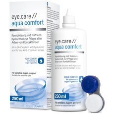 Eye.care Kontaktlinsen Flüssigkeit - mit Hyaluron - Premium 250ml Pflegemittel für alle weichen Kontaktlinsen inkl. antibakteriellen Behälter
