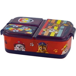 p:os 33426088 - PAW Patrol - Brotdose für Kinder mit 3 Fächern, Lunchbox aus Kunststoff mit Clip-Verschlüssen, Vesperdose für Kindergarten, Schule und Freizeit