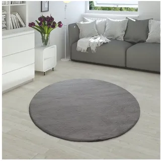 Paco Home Fellteppich »Rabbit 780«, rund, Kunstfell, Kaninchenfell-Haptik, echter Kuschelteppich, Uni-Farben