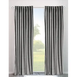 Vorhang OTTO HOME "Velvet uni" Gr. 2, grau, B:140cm H:175cm, Polyester, Gardinen, Vorhang, Blickdichter Samt, 2-er Set, edel, Gardine, multifunktional