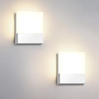 Kingwen 2 Stücke LED Wandleuchten Innen/Außen 15W Wandlampen Aussen Außenwandleuchte LED Außenlampe Warmweiß,Schwarz IP65