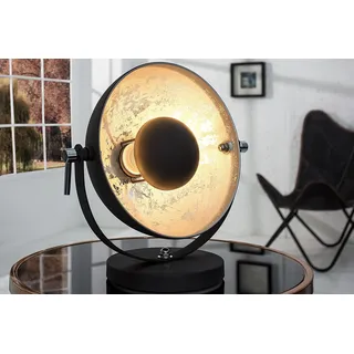 Tischleuchte Rund Ø30cm Retro Schwarz Silber Drehbar Aluminium Edelstahl E27