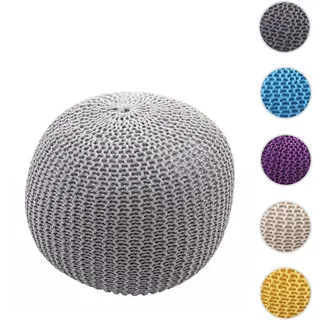 Pouf HWC-E16, Strickhocker Sitzhocker Strickpouf, Strickoptik 40x50cm ~ grau