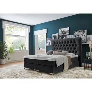 ATLANTIC home collection Boxspringbett »Ronja«, mit Topper und extra hohem Kopfteil, schwarz