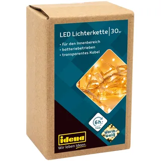 IDENA LED Lichterkette 30er transparent 2,6 m Warmweiß