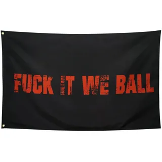 Seekamit Fuck It We Ball-Flagge, schwarz, coole lustige Flaggen für College, Wohnheim, Zimmer, Jungen, Mädchen, Wand, Meme-Flaggen, Banner, 90x150 cm, Innen- und Außenbereich, Gartendekoration