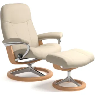 Stressless Stressless® Relaxsessel »Garda«, (Set, Relaxsessel mit Hocker), mit Hocker, mit Signature Base, Größe L, Gestell Eichefarben