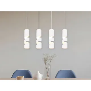meineWunschleuchte LED Balkenpendelleuchte 4-flammig Küchenlampe hängend über Kochinsel Weiß B:80cm