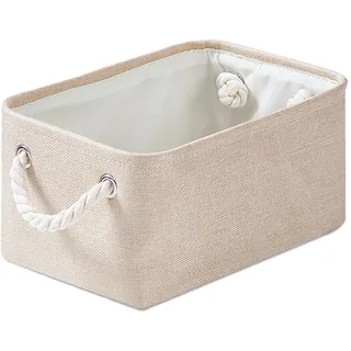 Mangata Faltbarer Aufbewahrungskorb mit Seilgriffen, Stoff Aufbewahrungsbox (Helles Khaki, S)