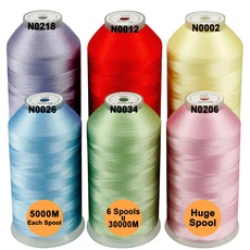New brothread 6er Set Pastell Farben-1 Polyester Maschinen Stickgarn Riesige Spule 5000M für alle Stickmaschine