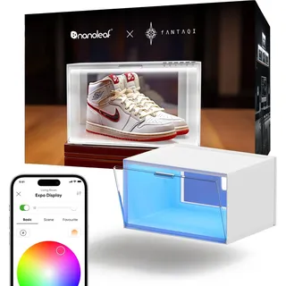 Nanoleaf Smart LED Schuhboxen Erweiterungspack, 1 Stapelbare transparente Vitrine für Figuren & Dekoration, Aufbewahrungsboxe mit Magnetischer Sensor Tür, Musik Sync (Starterpack erforderlic)