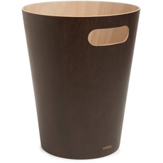 Bild Woodrow Abfalleimer – Zweifarbiger Holz Papierkorb für Büro, Badezimmer, Wohnzimmer und Mehr, 7,5l Fassungsvermögen, Natur / Espresso, Medium