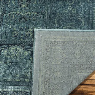 SAFAVIEH Traditionell Teppich für Wohnzimmer, Esszimmer, Schlafzimmer - Vintage Collection, Kurzer Flor, Türkis und Multi, 66 X 244 cm
