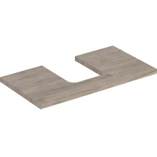Geberit ONE Waschtischplatte, Ausschnitt mittig, für Aufsatzwaschtisch Schalenform, 75x3x47cm, 505.272.00.6, Farbe: Nussbaum hickory /Melamin Holzstruktur