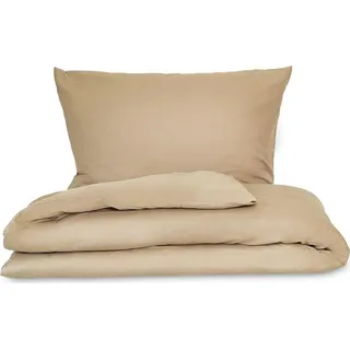 Französische Satinbettwäsche, beige, Reißverschluss – 140 x 220, 70 x 90 cm - Beige