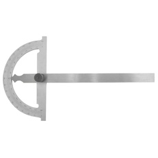 WRS Präz.-Gradmesser/Winkelmesser, Skala mattverchromt, blendfrei, mit Metall-Feststellschraube, 0-180°, im Etui, Größe: 150 x 200 mm