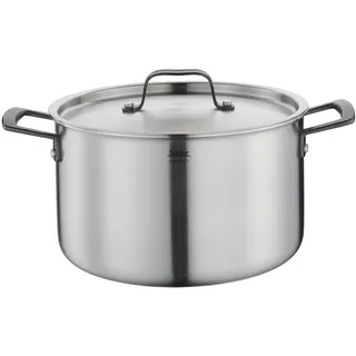 Spring Kochtopf GOURMET, mehrschichtiger Topf mit Deckel aus Edelstahl, backofengeeignet, mit Innenskalierung, Ø 24 cm, Höhe 14 cm, 6,5 Liter, schwarz